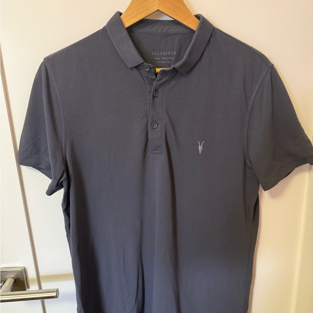 All Saints Blue Polo Shirt